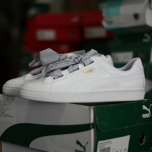 黑白条纹蝴蝶结女子运动休闲板鞋 Heart 子365198 Basket PUMA彪马