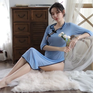 内衣女式 网纱 民国风肚兜旗袍长裙套装