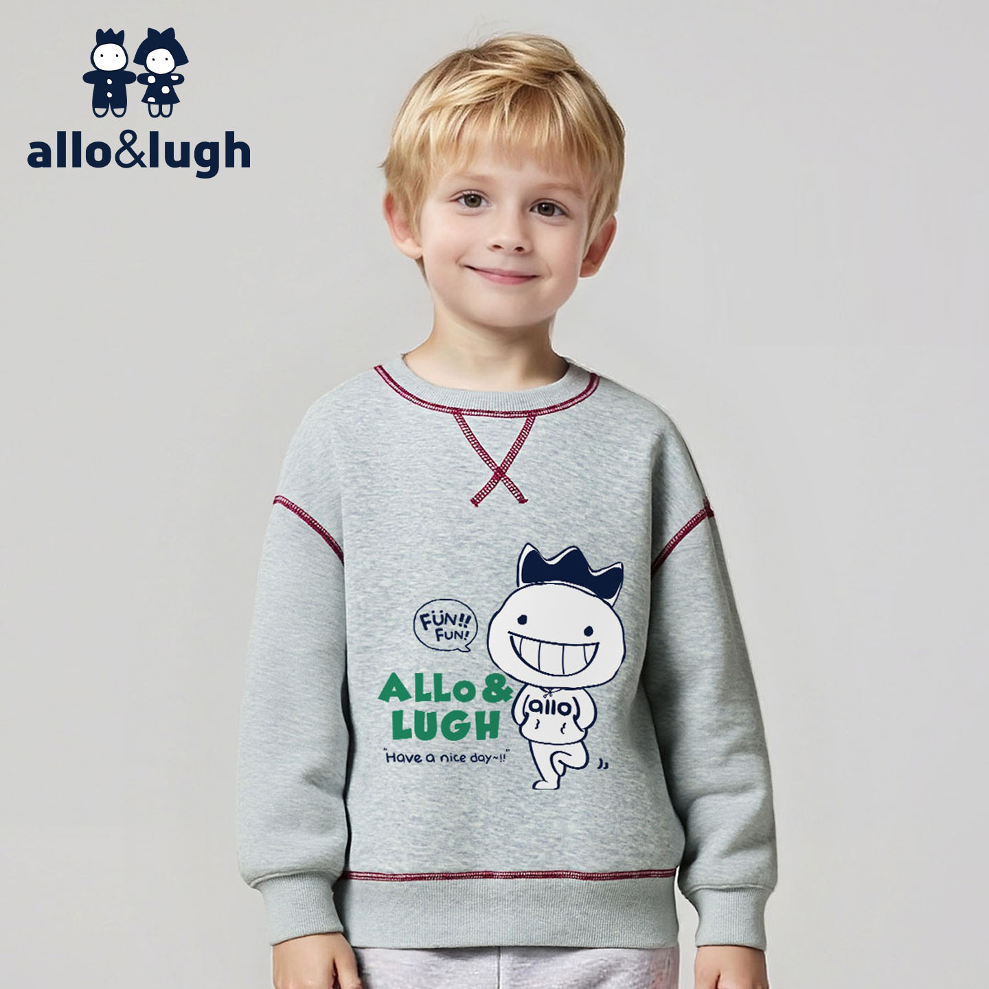 阿路和如男童卫衣加绒儿童秋冬季2025新款男孩中小童加厚冬季上衣