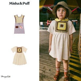 Shinyee▲misha puff ss26春夏新款女童针织钩花背心裙连衣裙
