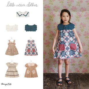 clothes cotton ss26春夏女童印花连衣裙假领 little Shinyee