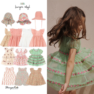 ss25小飞袖 slojd 印花连衣裙公主裙纱裙帽子 Konges 6ZShinyee