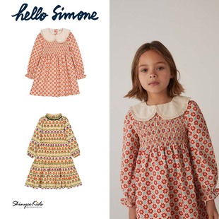 Shinyee▲hello simone aw24女童甜美长袖印花中长款连衣裙