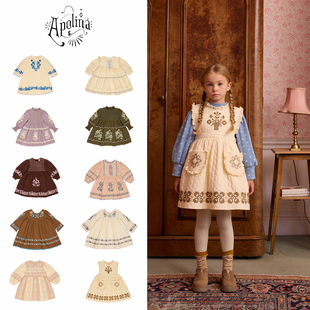 Shinyee▲apolina aw26女童重工刺绣连衣裙 复古风打揽长袖裙子