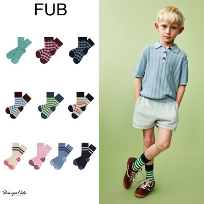 Shinyee▲FUB ss26春夏新款女童男童休闲短袜条纹袜子棉袜