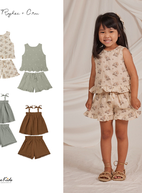 Shinyee▲rylee and cru ss23春夏儿童衬衫吊带衫短裤套装