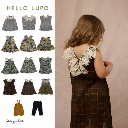 6ZShinyee▲hello lupo SS26春夏女童复古印花连衣裙衬衫裤子