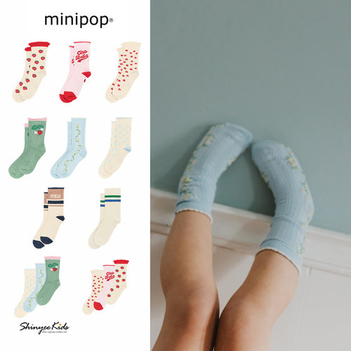 9ZShinyee▲minipop ss26春夏儿童小清新印花袜子舒适女童短袜