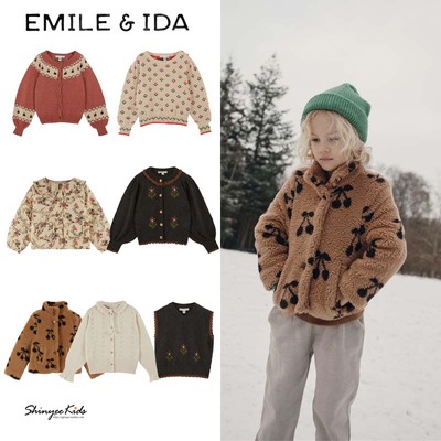 Shinyee▲emile et ida aw24秋冬长袖针织开衫背心上衣仿毛外套