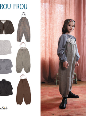 Shinyee▲froufrou 秋冬儿童纯色衬衫背带裤复古棕色外套