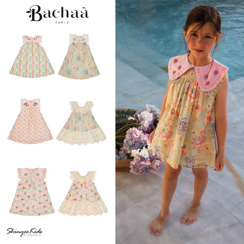 7ZShinyee▲bachaa ss26春夏浪漫法式印花女童连衣裙背心裙