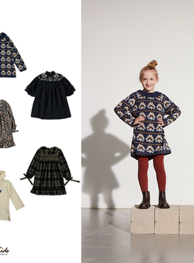 Shinyee▲coco au lait aw23女童针织连衣裙长款卫衣裙印花裙子