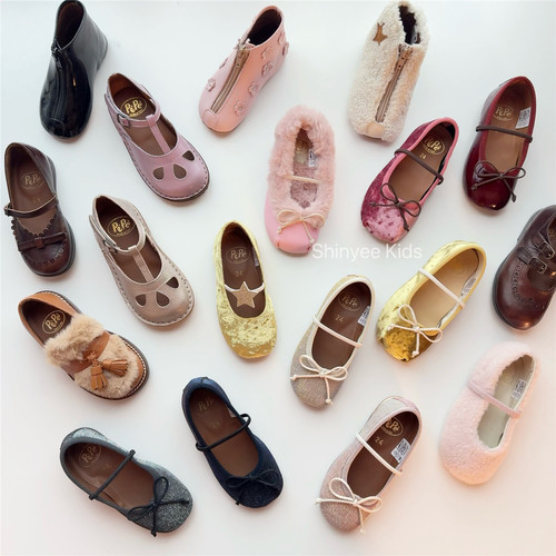 7ZShinyee▲pepe aw25秋冬儿童手工芭蕾舞鞋复古皮鞋毛毛鞋短靴子