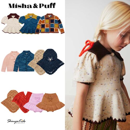 4ZShinyee▲misha puff aw24秋冬针织衫上衣毛衣钩花斗篷披肩裙裤