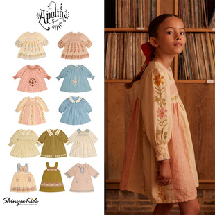 75ZShinyee aw25秋冬女童复古印花连衣裙刺绣背心裙 apolina