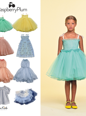 5ZShinyee▲raspberry plum ss25儿童礼服吊带裙连衣裙衬衫蓬蓬裙