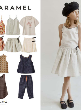 5ZShinyee▲caramel ss25春夏儿童T恤吊带衫上衣背心短裙休闲裤