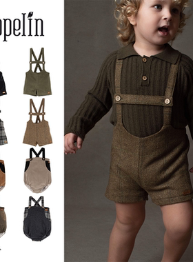 Shinyee▲popelin aw23儿童毛呢背带裤复古连体衣包屁衣