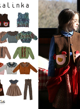 6ZShinyee▲Kalinka aw25秋冬新款女童复古马甲针织衫连衣裙裤子
