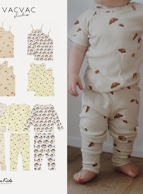 5ZShinyee▲丹麦vacvac儿童有机棉长袖T恤打底衫牛角包背心打底裤