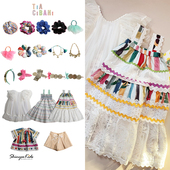 tia cibani ss25春夏儿童拼色吊带裙衬衫 5ZShinyee 短裤 发饰项链