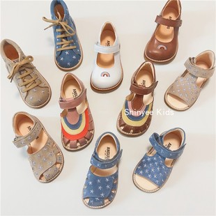 短靴小皮鞋 春夏儿童刺绣花朵彩虹凉鞋 丹麦angulus Shinyee