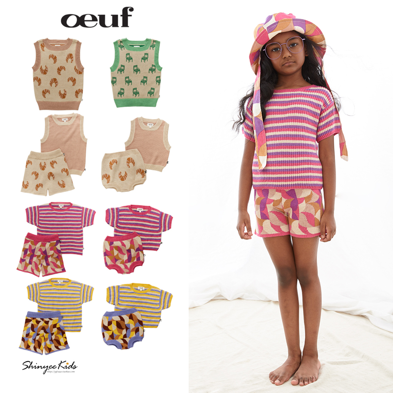 oeuf儿童针织衫短裤套装