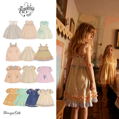 7ZShinyee▲apolina ss26春夏女童印花连衣裙刺绣背心裙吊带裙
