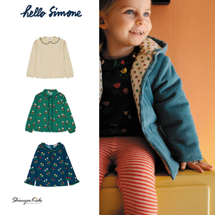 Shinyee▲hello simone 秋冬儿童印花长袖衬衫碎花衬衣