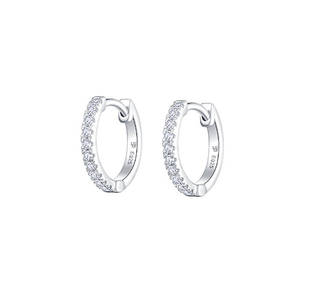 s925纯银耳扣IPROMISE经典欧美轻奢基础款锆石群镶耳扣耳饰耳圈