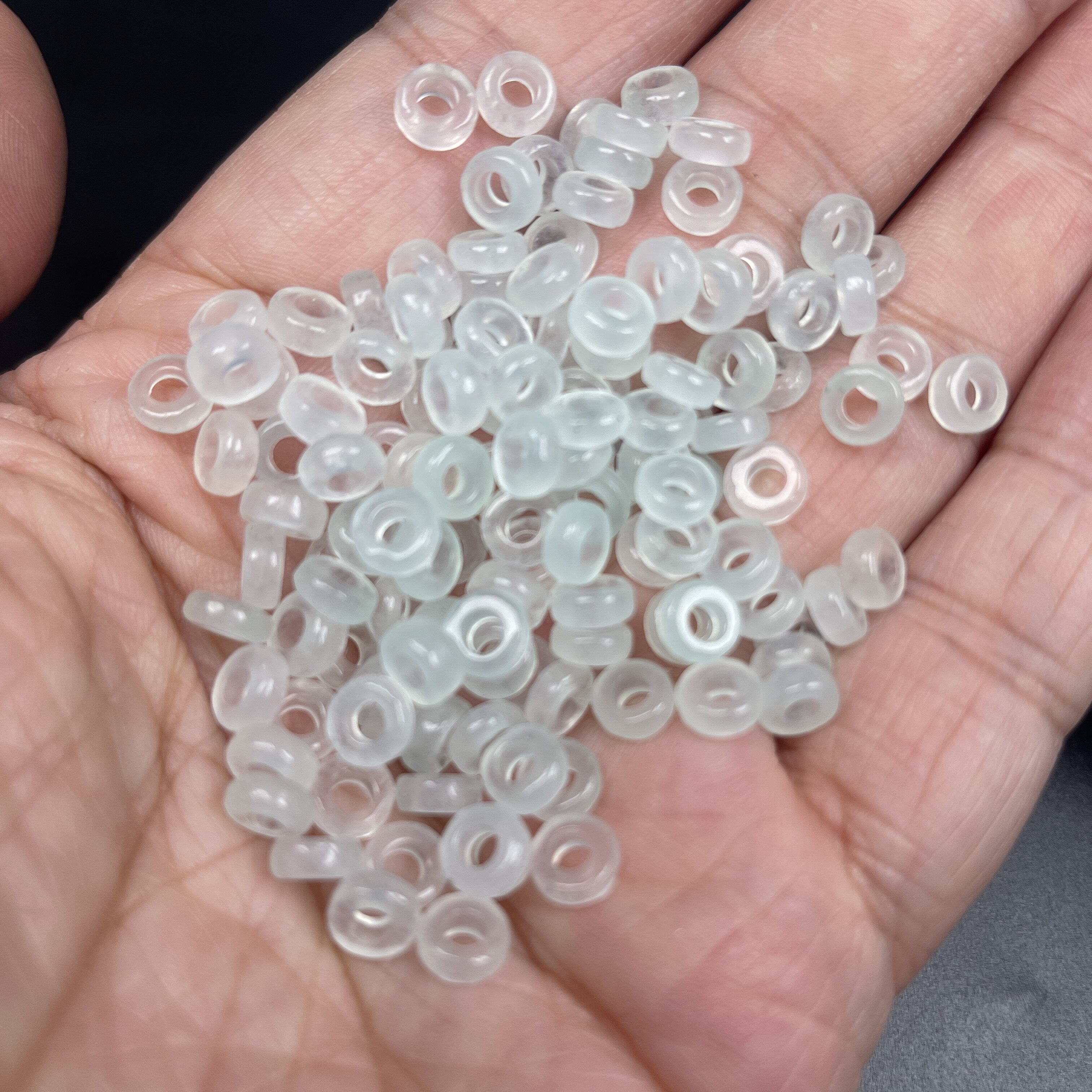 6毫米冰种圆环圆圈晴水色石英岩玉大孔算盘珠DIY手工串珠配件