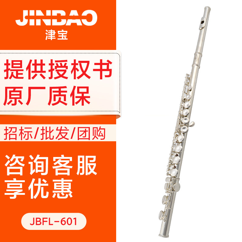 津宝 专业长笛 白铜雕花 镀银16孔长笛 JBFL-601