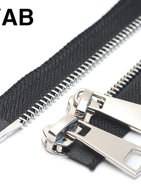 5号双头双向白银亮银金属拉链高档羽绒服拉锁铁齿夹克皮衣VAB红利