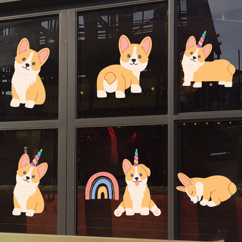 宠物店奶茶店玻璃防水贴画