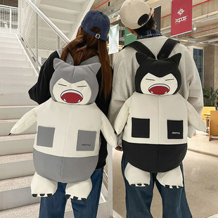 卡比兽双肩包男女大学生卡通搞怪个性动漫骑行摩托车通勤旅行背包
