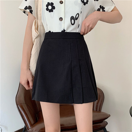 Real photo real price Korean pleated skirt with high waist and thin skirt