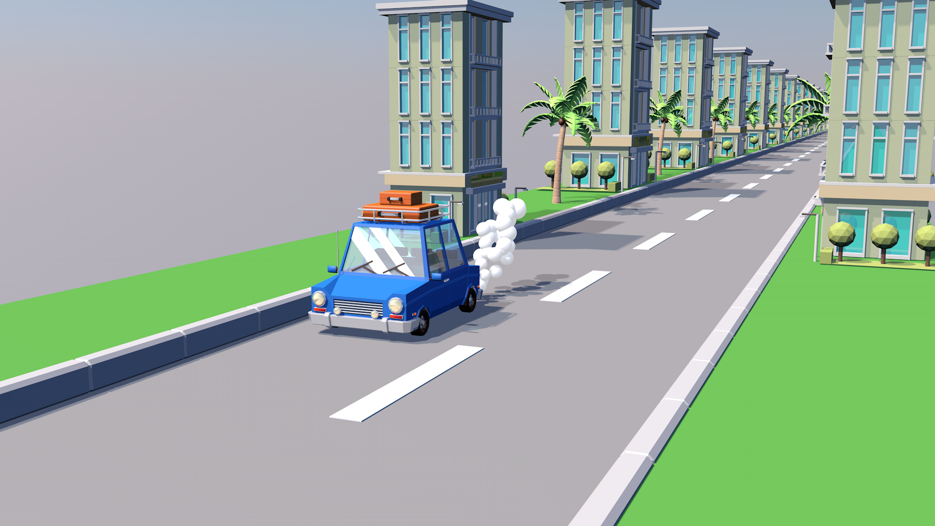 c4d动画 C230529小车行驶生长动画 c4d场景模型工程c4d动画源文件