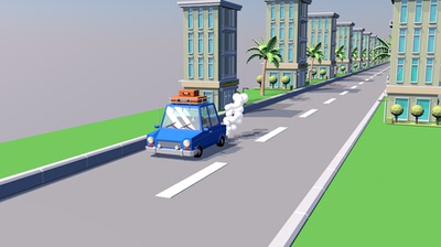 c4d动画 C230529小车行驶生长动画 c4d场景模型工程c4d动画源文件