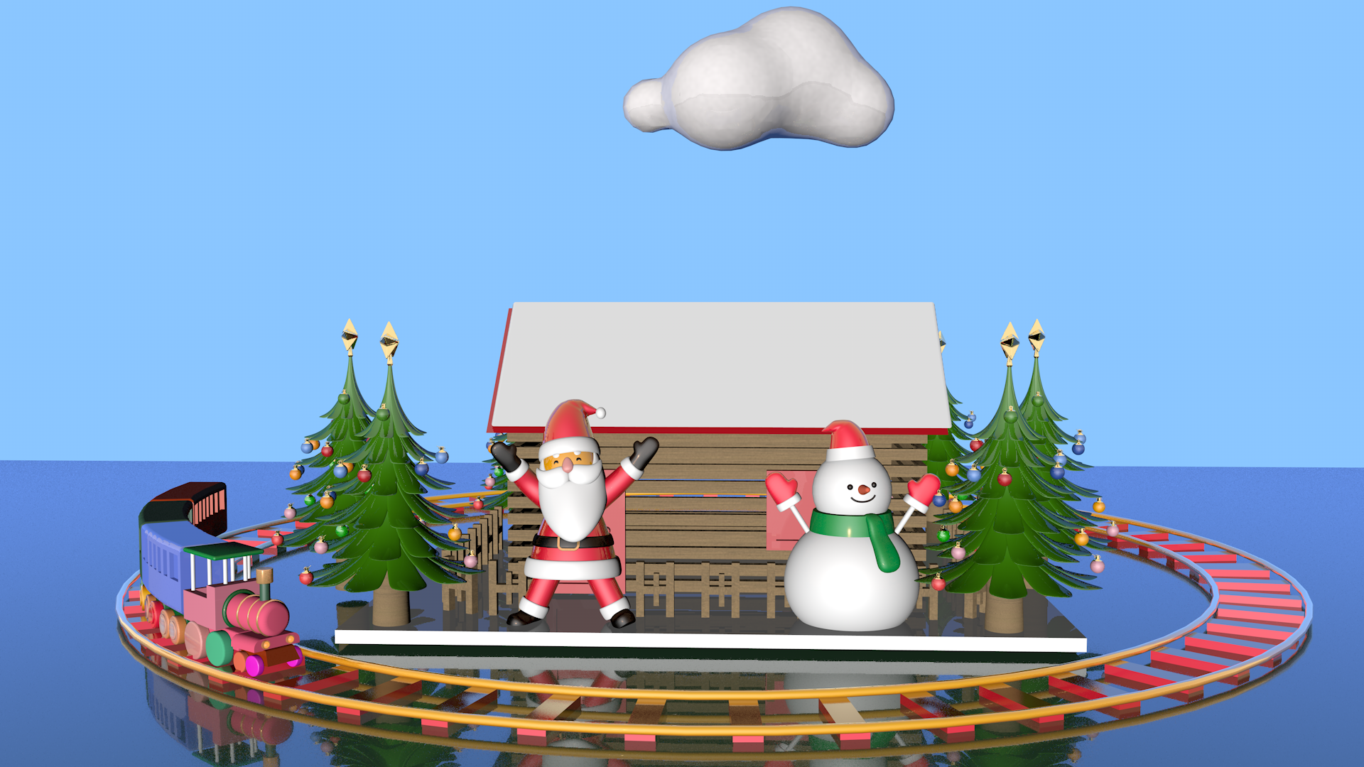 c4d动画 C128圣诞节小火车 c4d源文件 c4d工程文件 c4d动画