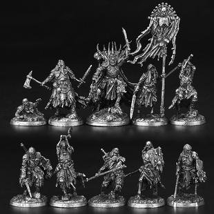 白铜金属末日领主亡灵战士兵人模型桌面游戏摆件微雕军团对战棋子