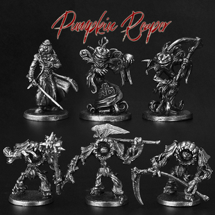 金属万圣节南瓜死神收割者小士兵人模型手办玩具桌面游戏棋子摆件