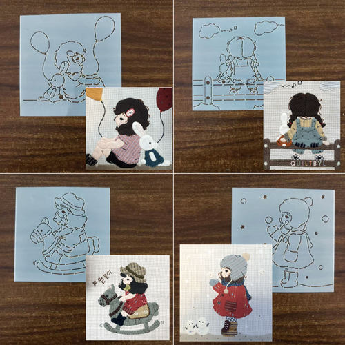 手工DIY描图工具拼布软模板 女孩摇摇马气球雪人壁饰装饰画模板