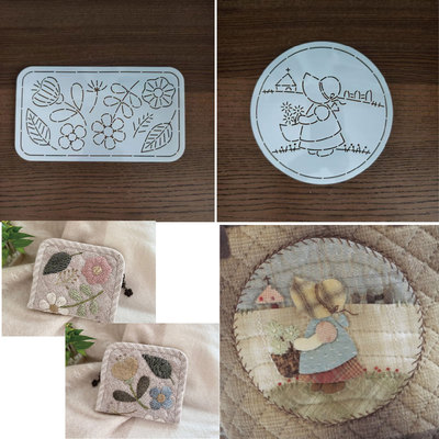 桐渊麻麻手工DIY描图工具拼布软模板 苏姑娘圆饼包 花朵零钱包