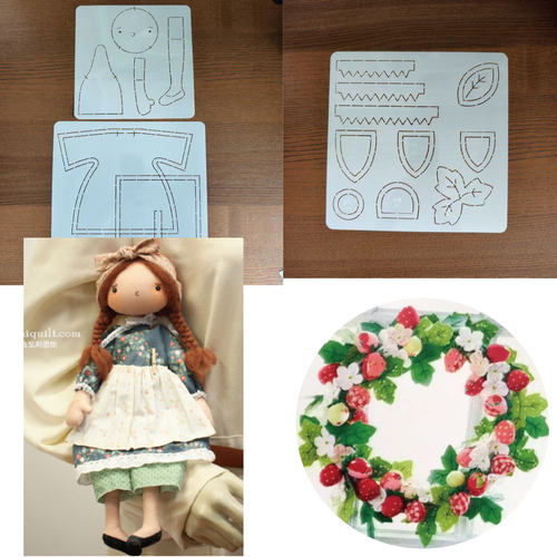 桐渊麻麻手工DIY描图工具拼布软模板 女孩玩偶 草莓模板