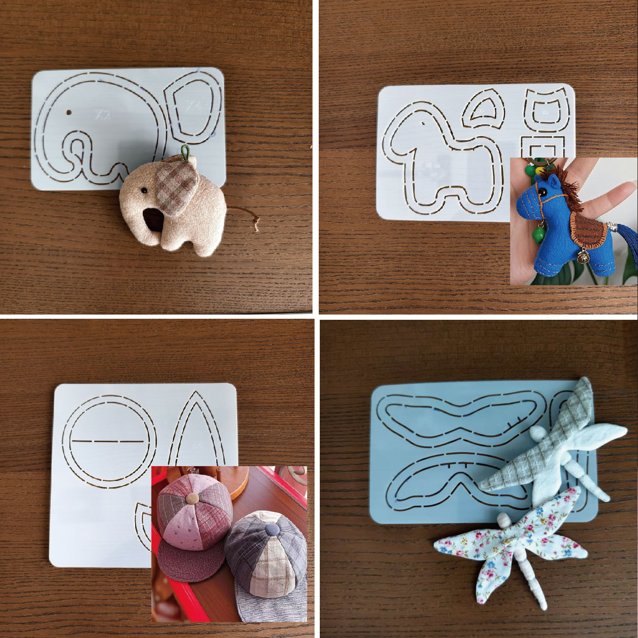 桐渊麻麻手工DIY描图工具拼布软模板 小马小象蜻蜓 棒球帽零钱包