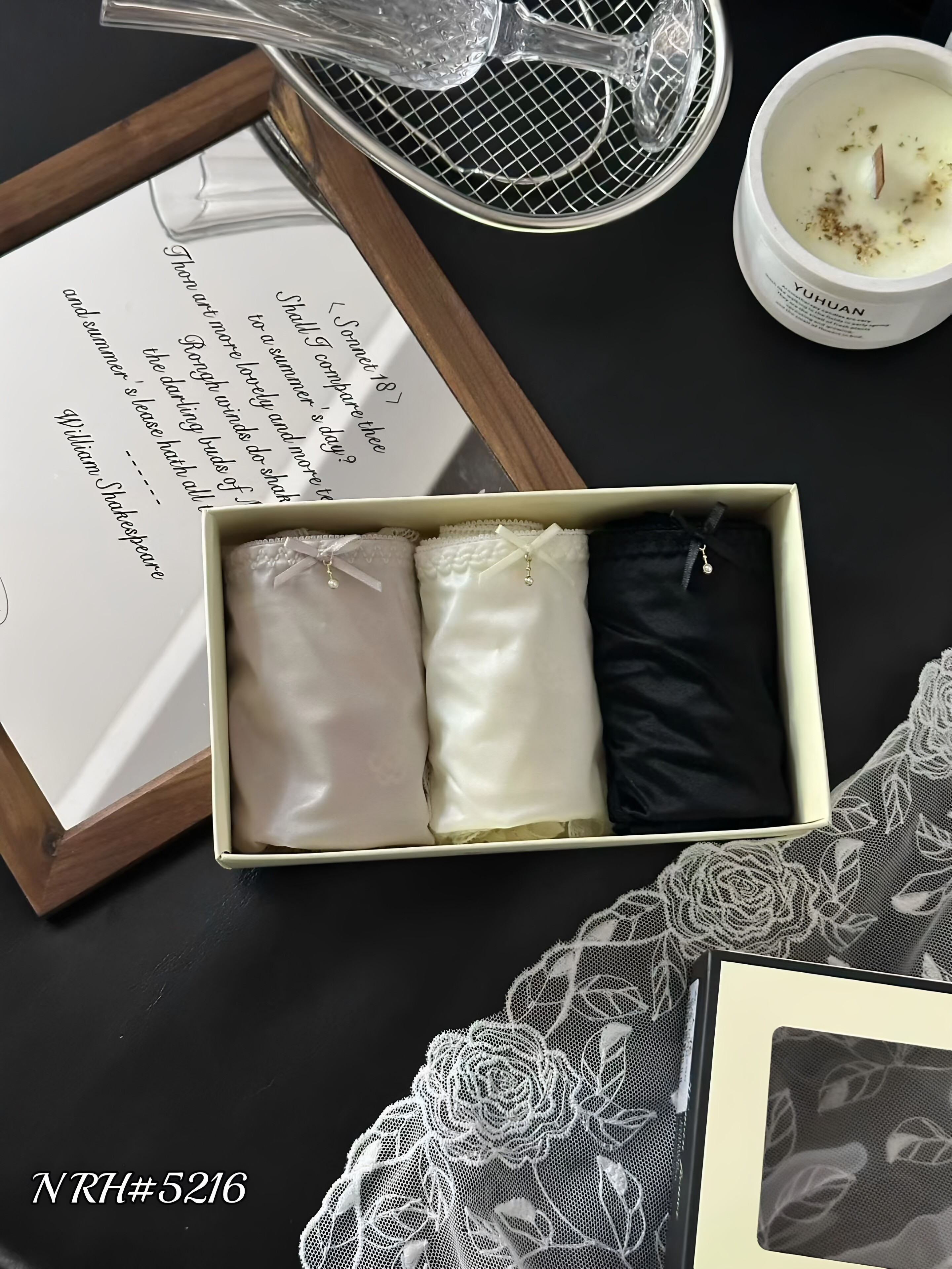 2026春新款蕾丝缎面柔软舒适透气内裤甜美棉内档低腰清纯女士内裤