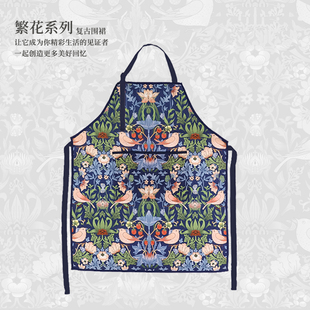 日本田园复古围裙防泼水防油污印染帆布围兜厨房围腰餐馆工作服