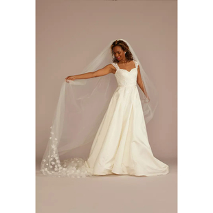 2025 02美国专柜代购David's Bridal新娘结婚大拖尾头纱头巾薄纱