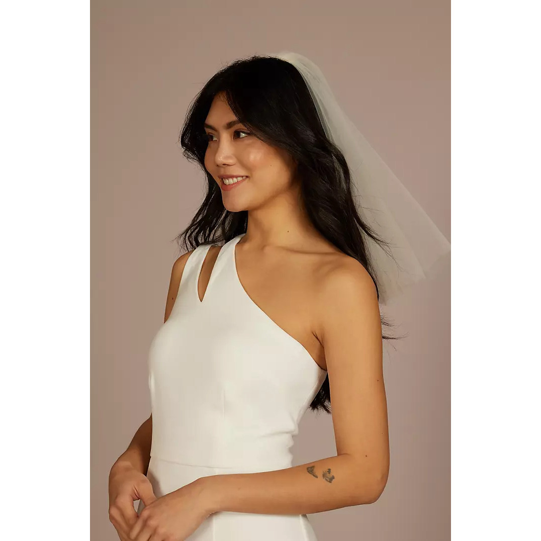 2025 02美国专柜代购David's Bridal新娘结婚齐肩头纱头巾薄纱