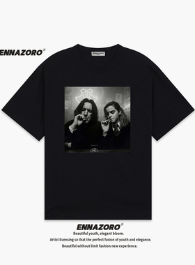 ENNAZORO哈利波特美式复古纯棉短袖T恤外贸单宽松上衣男女情侣装
